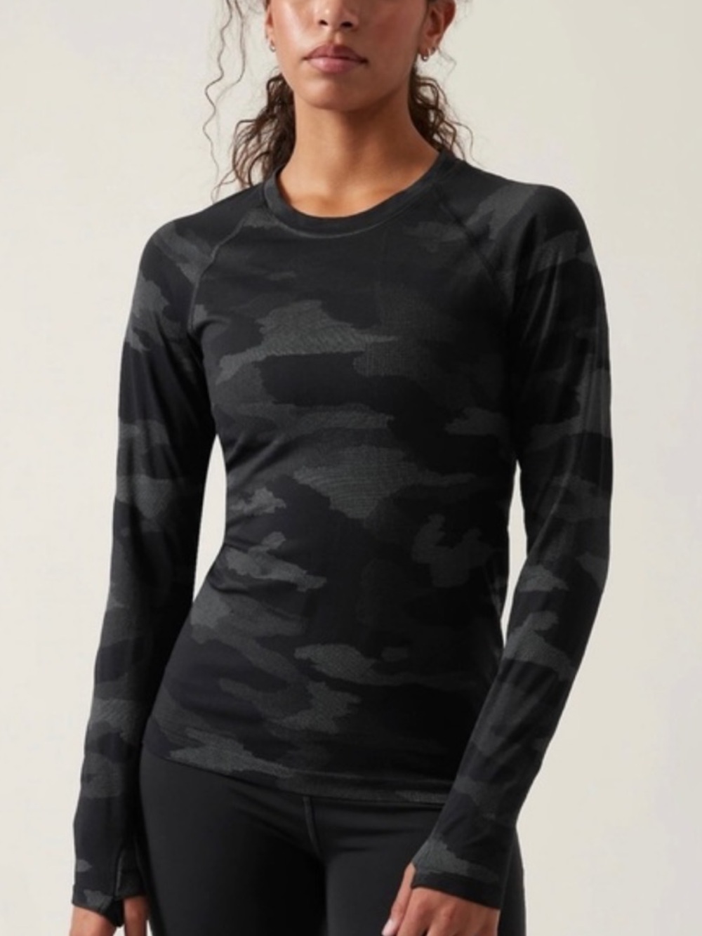 Athleta Speedlight Camo Long Sleeve Top